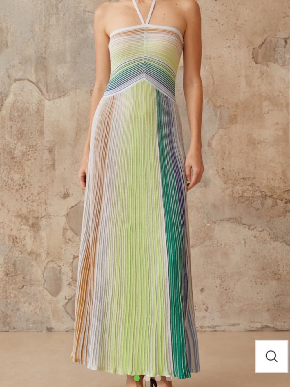 Striped Halter Maxi Dress in Multicolor Pastel Stripes